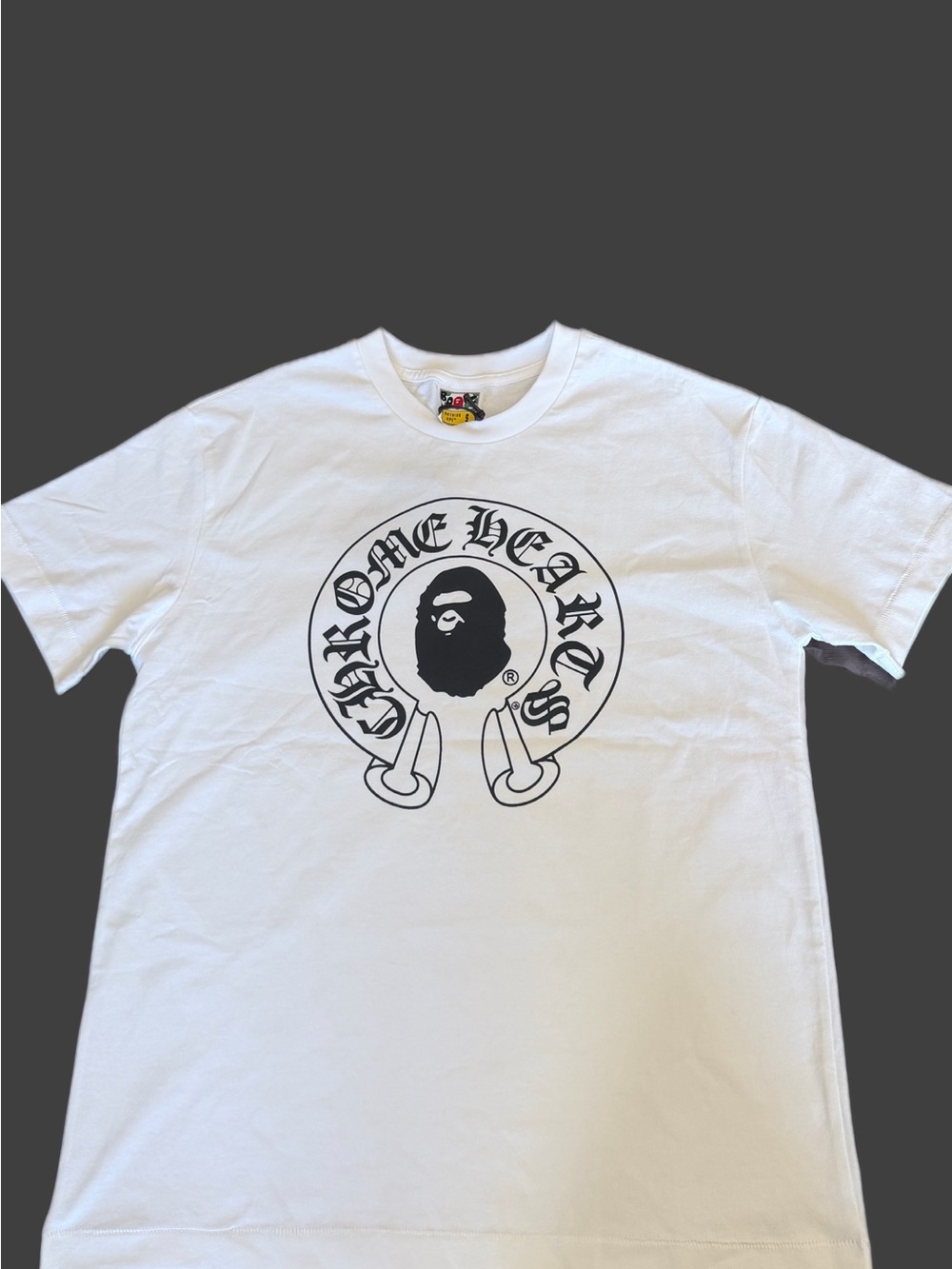 Chrome Hearts White Short-Sleeve Tee with Black Crest Logo